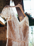 Wedding Dresses Romantic A-line V-neck Beading Sexy Chiffon Bridal Gown WD490 - Pgmdress