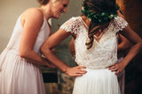 Wedding Dresses Romantic A-line V-neck Beading Sexy Chiffon Bridal Gown WD490 - Pgmdress