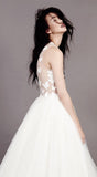 Wedding Dresses Scoop A-line Butterfly Appliques Tulle Ivory Bridal Gown WD421 - Pgmdress