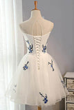 White A-line Tulle Short Prom Dress White Homecoming Dress PD133 - Pgmdress