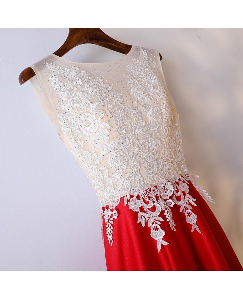 Elegant Off the Shoulder A-Line Red and White Long Prom Dress – Dreamdressy