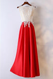 White And Red Lace Long Formal/Prom Dress For Women PG595