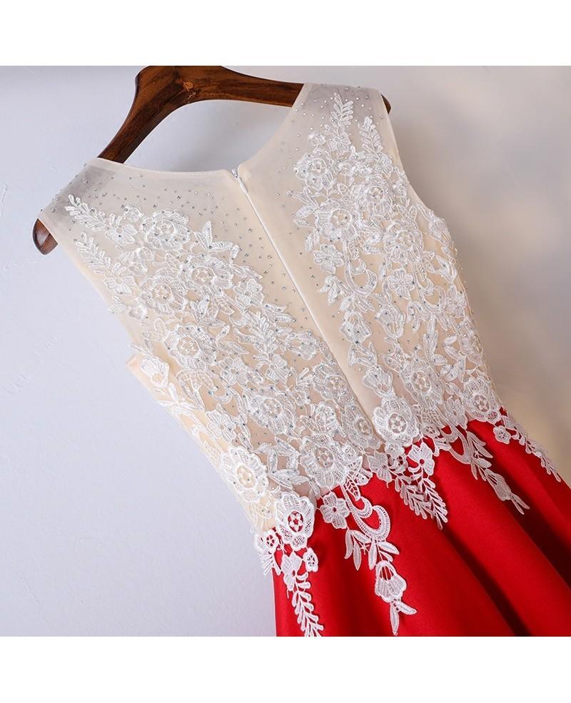White And Red Lace Long Formal/Prom Dress For Women PG595 - Pgmdress