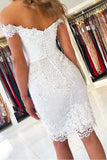 White Mermaid Lace Appliques Off the Shoulder Homecoming Dress PD287 - Pgmdress