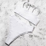 Sexy Bikinis Solid Push Up Bikini Hot Sale Padded Bra Straps Swimsuit - Pgmdress