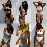 Sexy Bikinis Solid Push Up Bikini Hot Sale Padded Bra Straps Swimsuit - Pgmdress