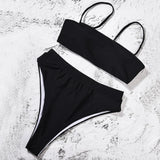 Sexy Bikinis Solid Push Up Bikini Hot Sale Padded Bra Straps Swimsuit - Pgmdress