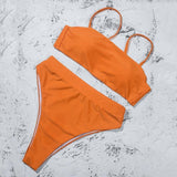 Sexy Bikinis Solid Push Up Bikini Hot Sale Padded Bra Straps Swimsuit - Pgmdress